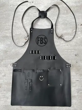 Black BBQ apron engraved FBS